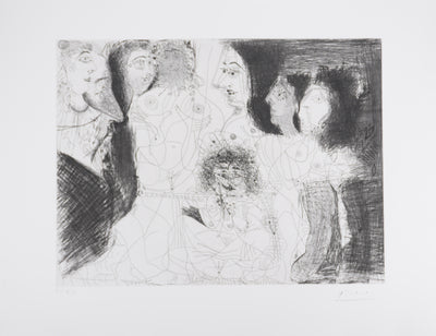 Pablo PICASSO : Les 156, Degas chez les filles, Repos et intimité, Gravure originale signée