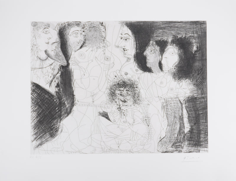 Pablo PICASSO : Les 156, Degas chez les filles, Repos et intimité, Gravure originale signée