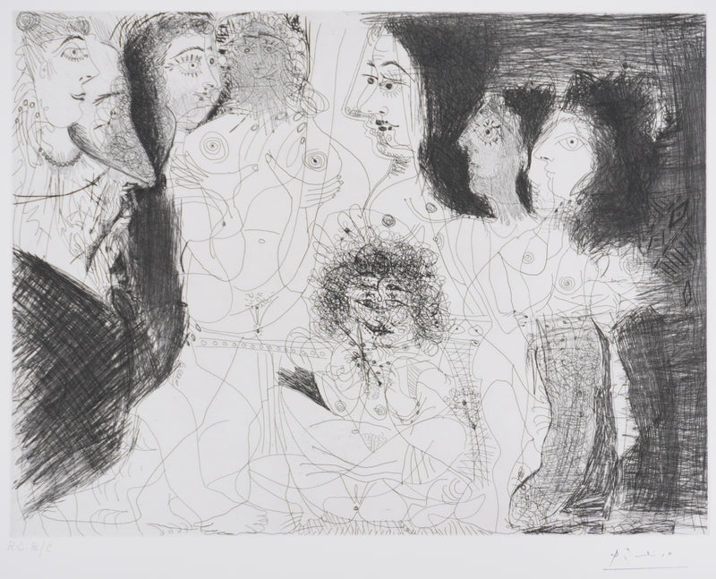 Pablo PICASSO : Les 156, Degas chez les filles, Repos et intimité, Gravure originale signée
