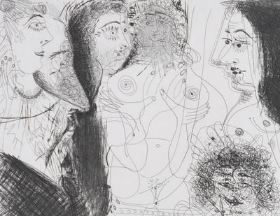 Pablo PICASSO : Les 156, Degas chez les filles, Repos et intimité, Gravure originale signée
