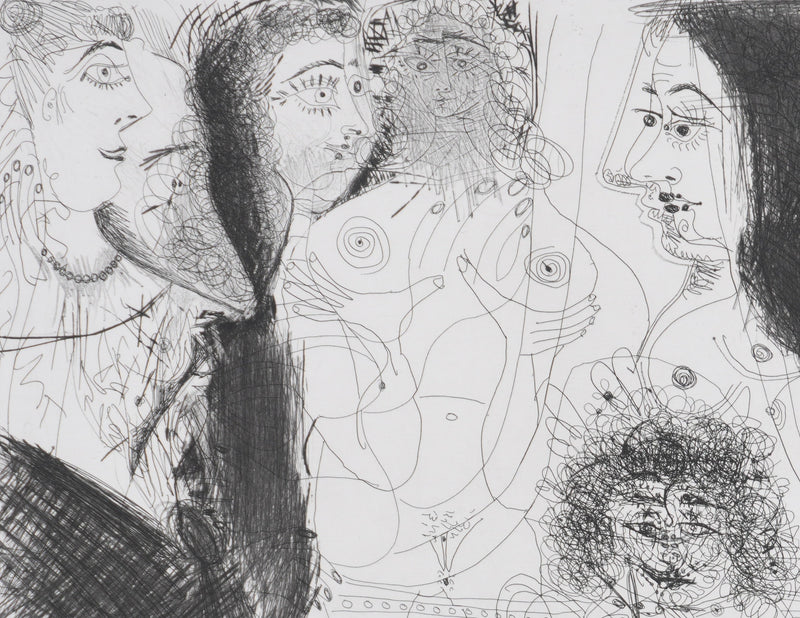 Pablo PICASSO : Les 156, Degas chez les filles, Repos et intimité, Gravure originale signée