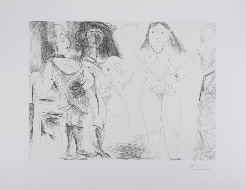 Pablo PICASSO : Les 156, Degas chez les filles, La note, Gravure originale signée