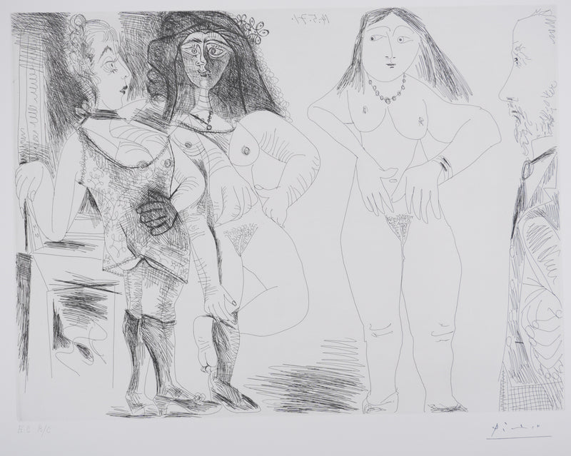 Pablo PICASSO : Les 156, Degas chez les filles, La note, Gravure originale signée