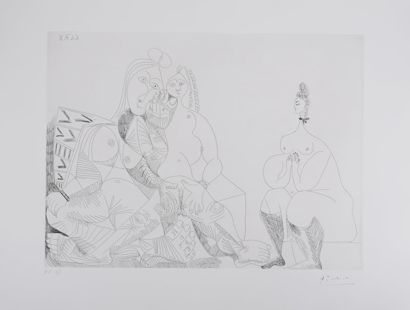 Pablo PICASSO : Les 156, Maison close, Repos et bavardages, Gravure originale signée
