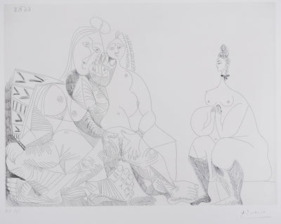 Pablo PICASSO : Les 156, Maison close, Repos et bavardages, Gravure originale signée