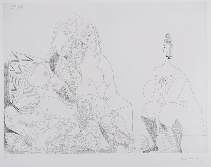 Pablo PICASSO : Les 156, Maison close, Repos et bavardages, Gravure originale signée