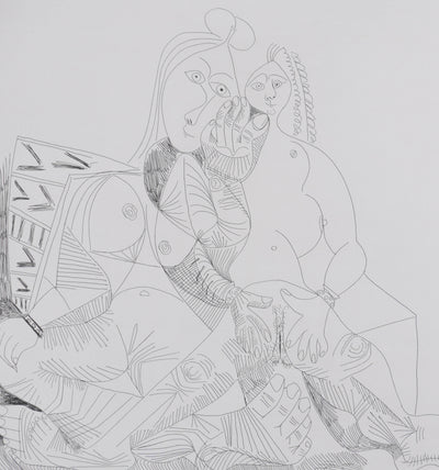 Pablo PICASSO : Les 156, Maison close, Repos et bavardages, Gravure originale signée