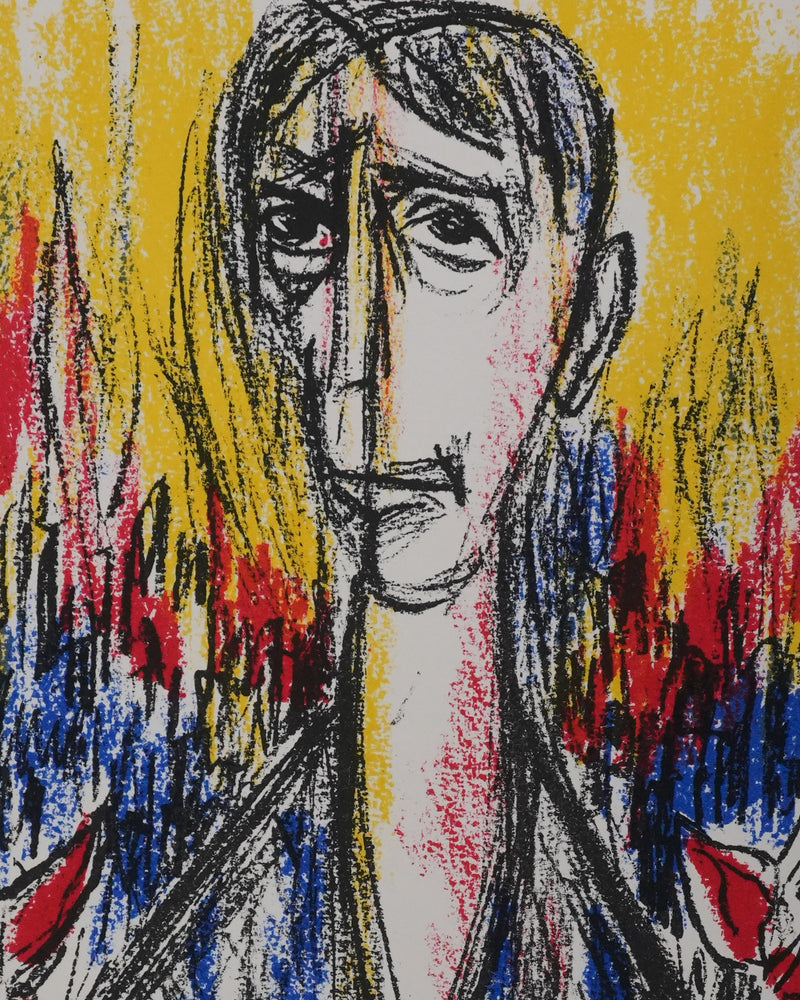 Gabriel ZENDEL : Au milieu des flammes, Lithographie originale signée