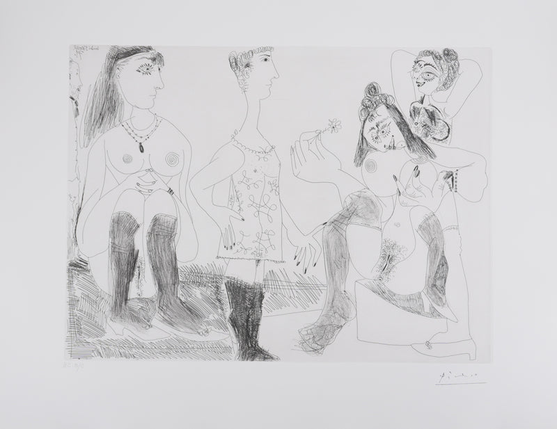 Pablo PICASSO : Les 156, Degas songeant, Filles entre elles, Gravure originale signée
