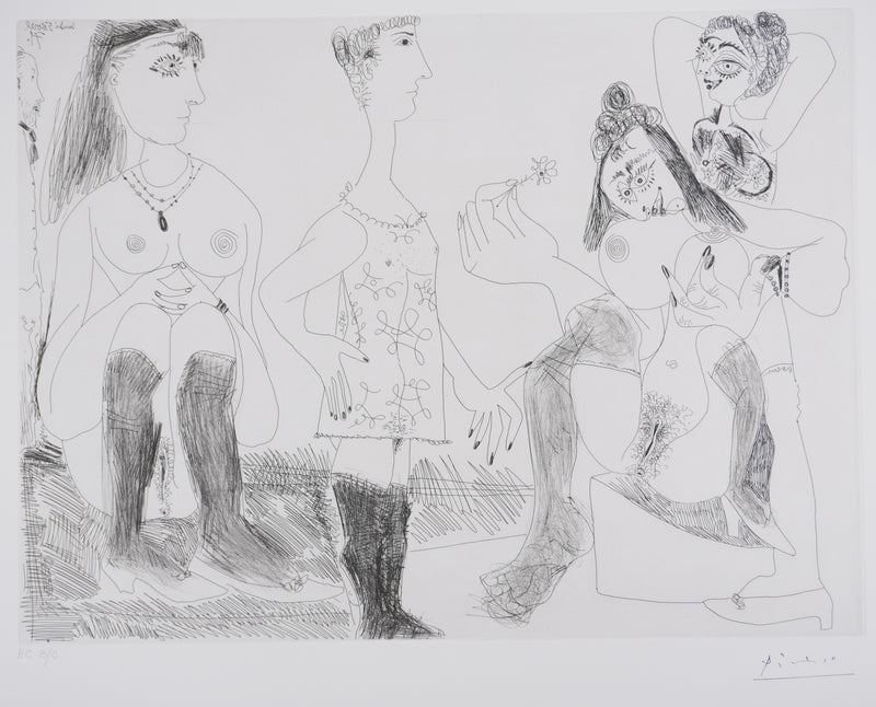 Pablo PICASSO : Les 156, Degas songeant, Filles entre elles, Gravure originale signée
