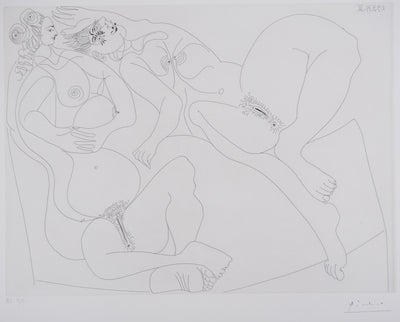 Pablo PICASSO : Les 156, Repos, Deux filles bavardant, Gravure originale signée