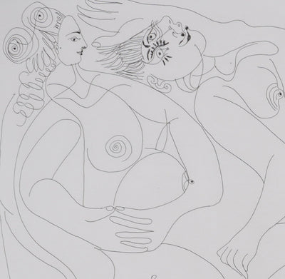 Pablo PICASSO : Les 156, Repos, Deux filles bavardant, Gravure originale signée
