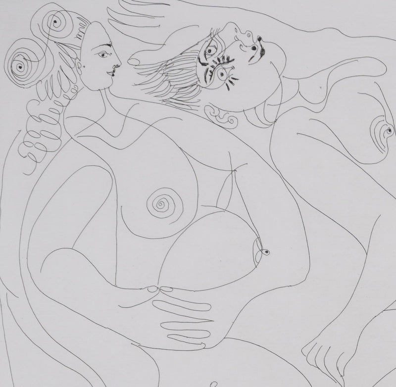 Pablo PICASSO : Les 156, Repos, Deux filles bavardant, Gravure originale signée