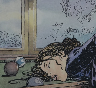 Milo MANARA : Le billard, Lithographie originale signée