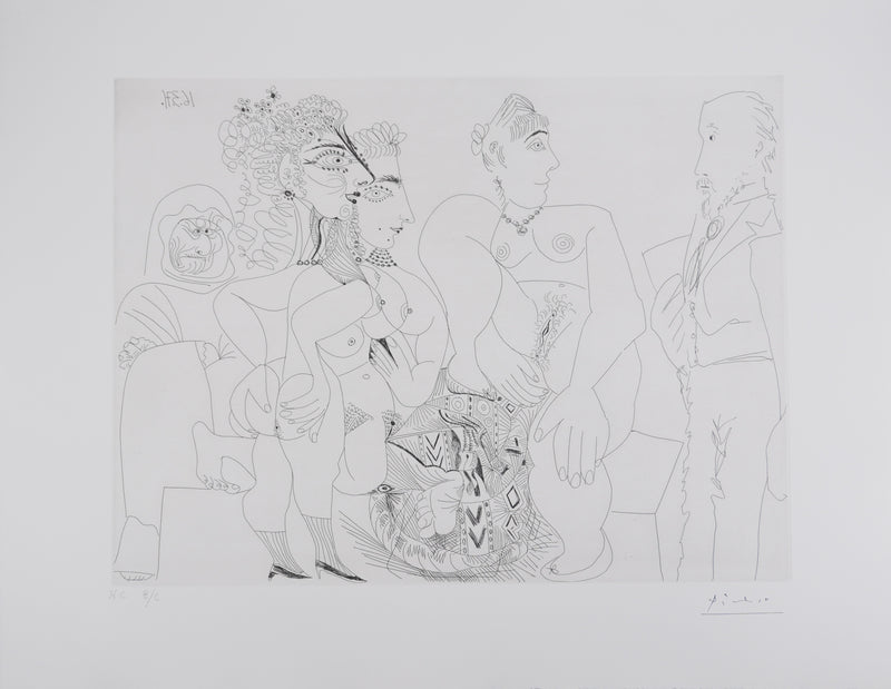 Pablo PICASSO : Les 156, Maison close, Degas avec son album…, Gravure originale signée