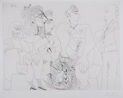 Pablo PICASSO : Les 156, Maison close, Degas avec son album…, Gravure originale signée