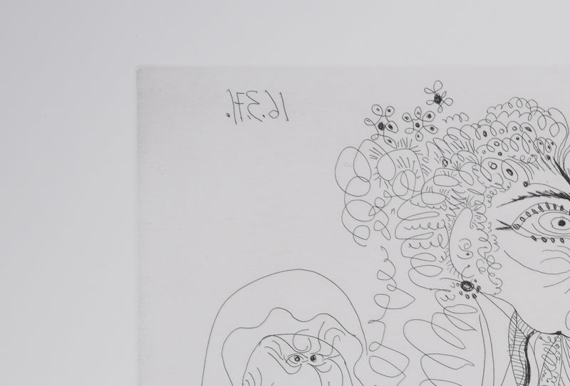 Pablo PICASSO : Les 156, Maison close, Degas avec son album…, Gravure originale signée