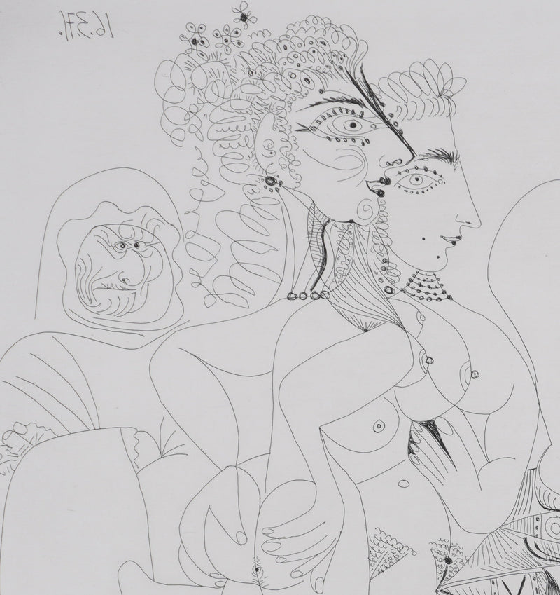 Pablo PICASSO : Les 156, Maison close, Degas avec son album…, Gravure originale signée