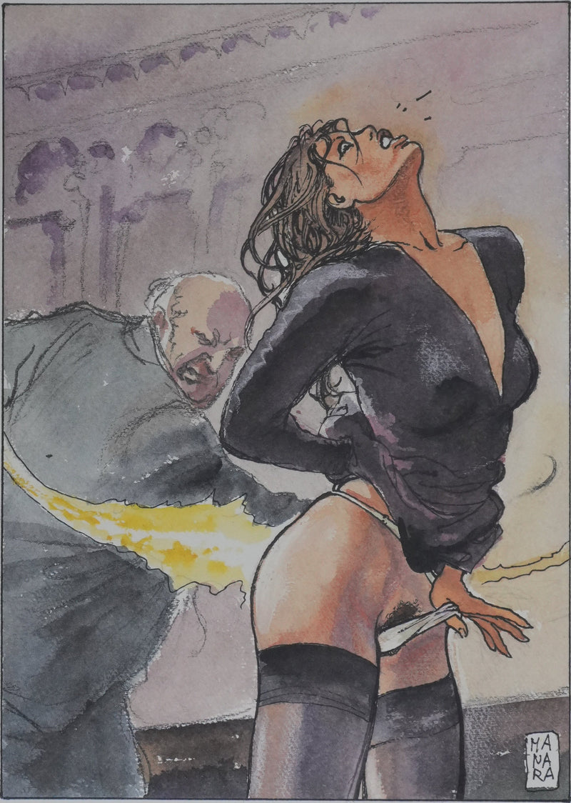 Milo MANARA : La fessée, Lithographie originale signée