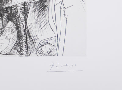 Pablo PICASSO : Les 156, La Patronne faiseuse d’anges, avec trois filles. Degas aux mains dans le dos, Gravure originale signée