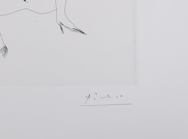 Pablo PICASSO : Les 156, Degas, les mains dans les poches, et deux filles, Gravure originale signée