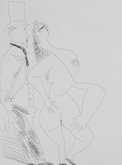 Pablo PICASSO : Les 156, Degas, les mains dans les poches, et deux filles, Gravure originale signée