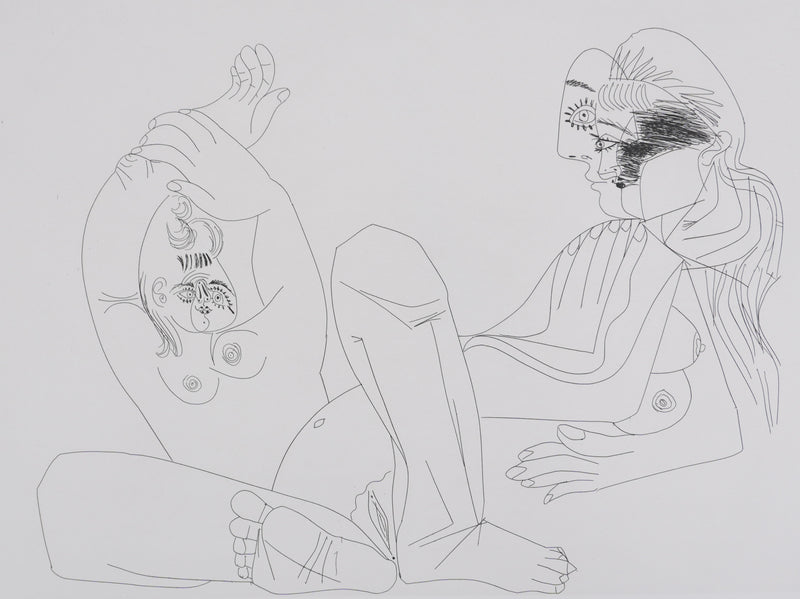 Pablo PICASSO : Les 156, Deux femmes, une en raccourci..., Gravure originale signée