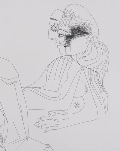 Pablo PICASSO : Les 156, Deux femmes, une en raccourci..., Gravure originale signée