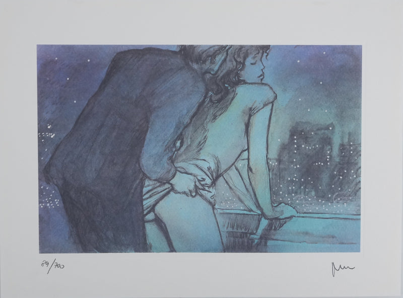 Milo MANARA : Moment intime sous les étoiles, Lithographie originale signée