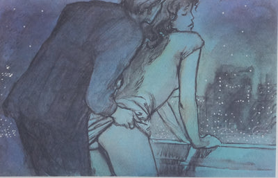 Milo MANARA : Moment intime sous les étoiles, Lithographie originale signée