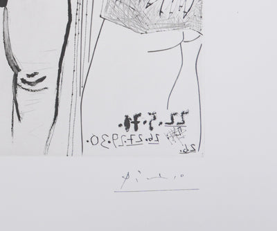 Pablo PICASSO : Les 156, Filles entre elles, La sous-maîtresse, Gravure originale signée (Copie)