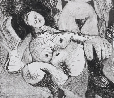 Pablo PICASSO : Les 156, Filles entre elles, La sous-maîtresse, Gravure originale signée (Copie)