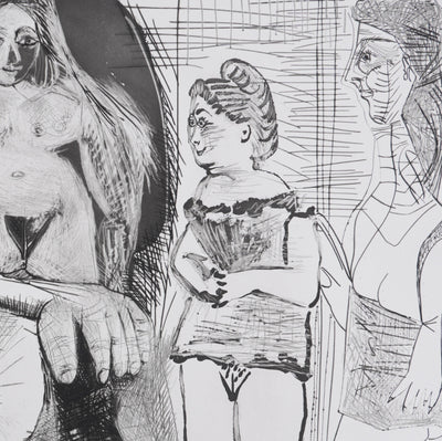 Pablo PICASSO : Les 156, Filles entre elles, La sous-maîtresse, Gravure originale signée (Copie)