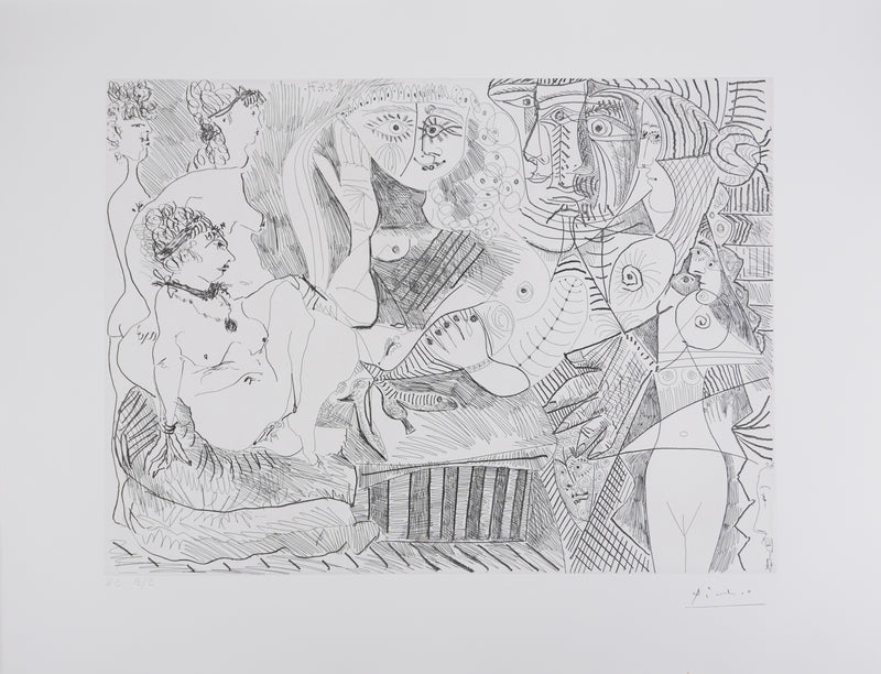 Pablo PICASSO : Les 156, Degas visionnaire, Fille écoutant…, Gravure originale signée
