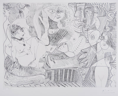Pablo PICASSO : Les 156, Degas visionnaire, Fille écoutant…, Gravure originale signée