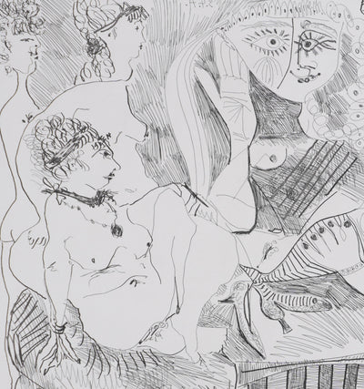Pablo PICASSO : Les 156, Degas visionnaire, Fille écoutant…, Gravure originale signée