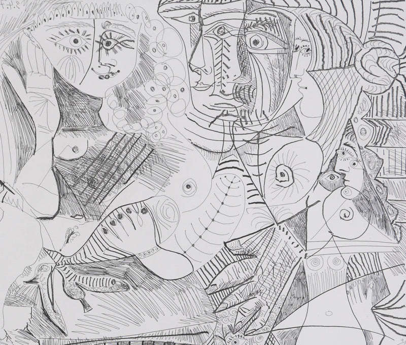 Pablo PICASSO : Les 156, Degas visionnaire, Fille écoutant…, Gravure originale signée