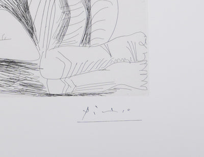 Pablo PICASSO : Les 156, La Maison Tellier. Deux filles fantasmant : Salomé dansant… , Gravure originale signée