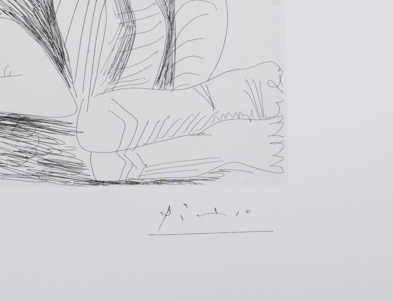 Pablo PICASSO : Les 156, La Maison Tellier. Deux filles fantasmant : Salomé dansant… , Gravure originale signée