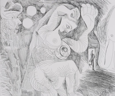 Pablo PICASSO : Les 156, La Maison Tellier. Deux filles fantasmant : Salomé dansant… , Gravure originale signée