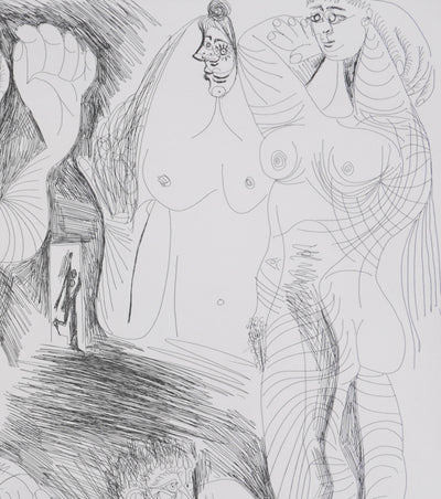 Pablo PICASSO : Les 156, La Maison Tellier. Deux filles fantasmant : Salomé dansant… , Gravure originale signée