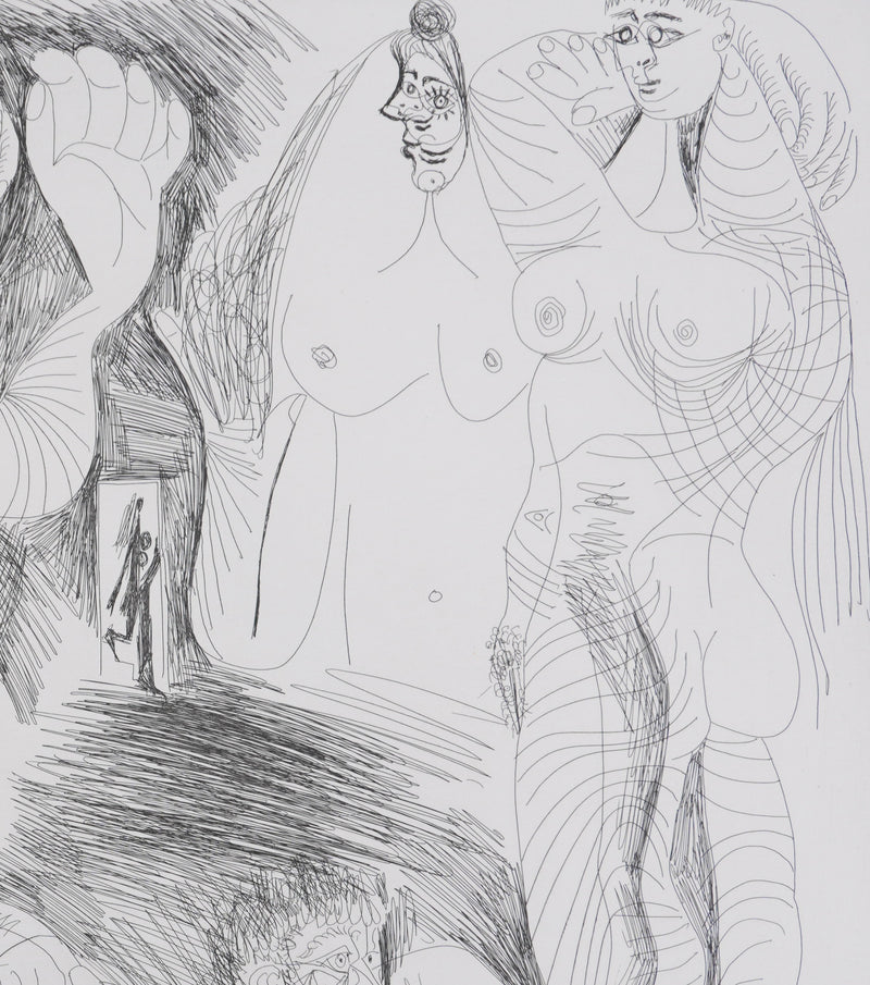 Pablo PICASSO : Les 156, La Maison Tellier. Deux filles fantasmant : Salomé dansant… , Gravure originale signée