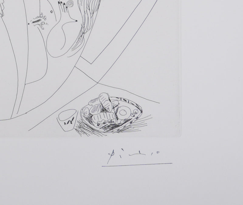 Pablo PICASSO : Les 156, Plaisanterie autour du « Bain turc ». Jeux, musique et gâteaux, Gravure originale signée