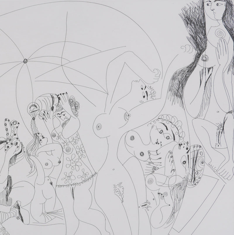 Pablo PICASSO : Les 156, Plaisanterie autour du « Bain turc ». Jeux, musique et gâteaux, Gravure originale signée