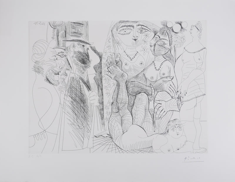 Pablo PICASSO : Les 156, La Maison Tellier. L’arrivée des clients, Gravure originale signée