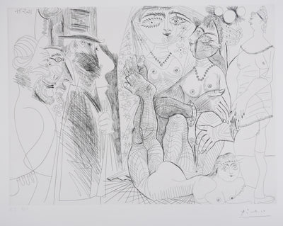 Pablo PICASSO : Les 156, La Maison Tellier. L’arrivée des clients, Gravure originale signée