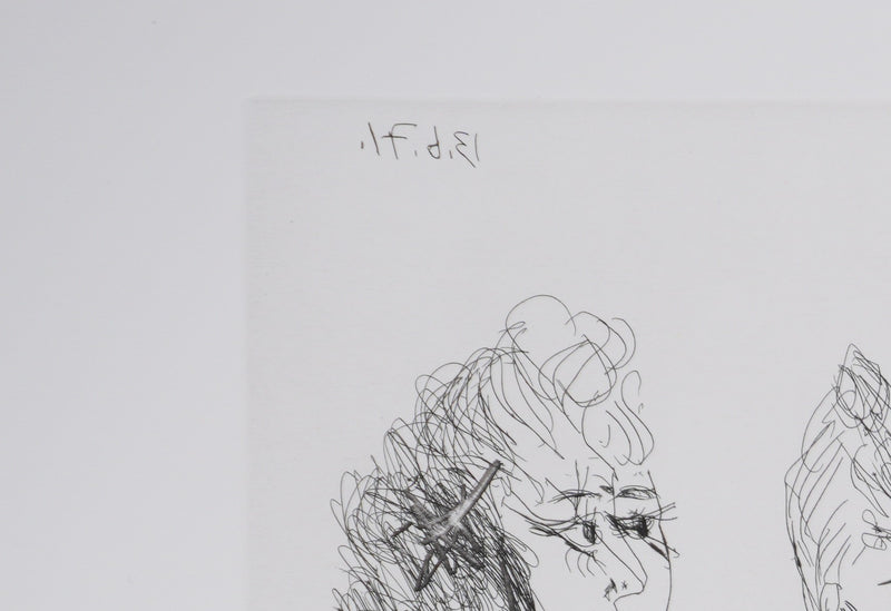 Pablo PICASSO : Les 156, La Maison Tellier. La Fête de la patronne. Degas derrière une vitre, Gravure originale signée