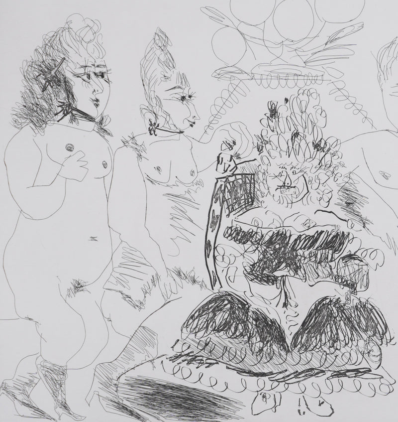 Pablo PICASSO : Les 156, La Maison Tellier. La Fête de la patronne. Degas derrière une vitre, Gravure originale signée