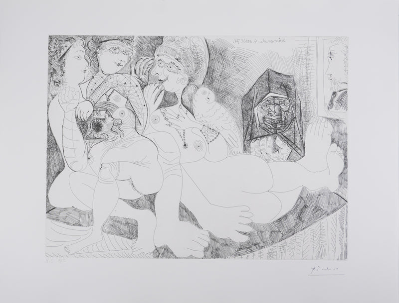 Pablo PICASSO : Les 156, Maison close, bavardages…, Gravure originale signée