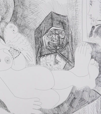 Pablo PICASSO : Les 156, Maison close, bavardages…, Gravure originale signée